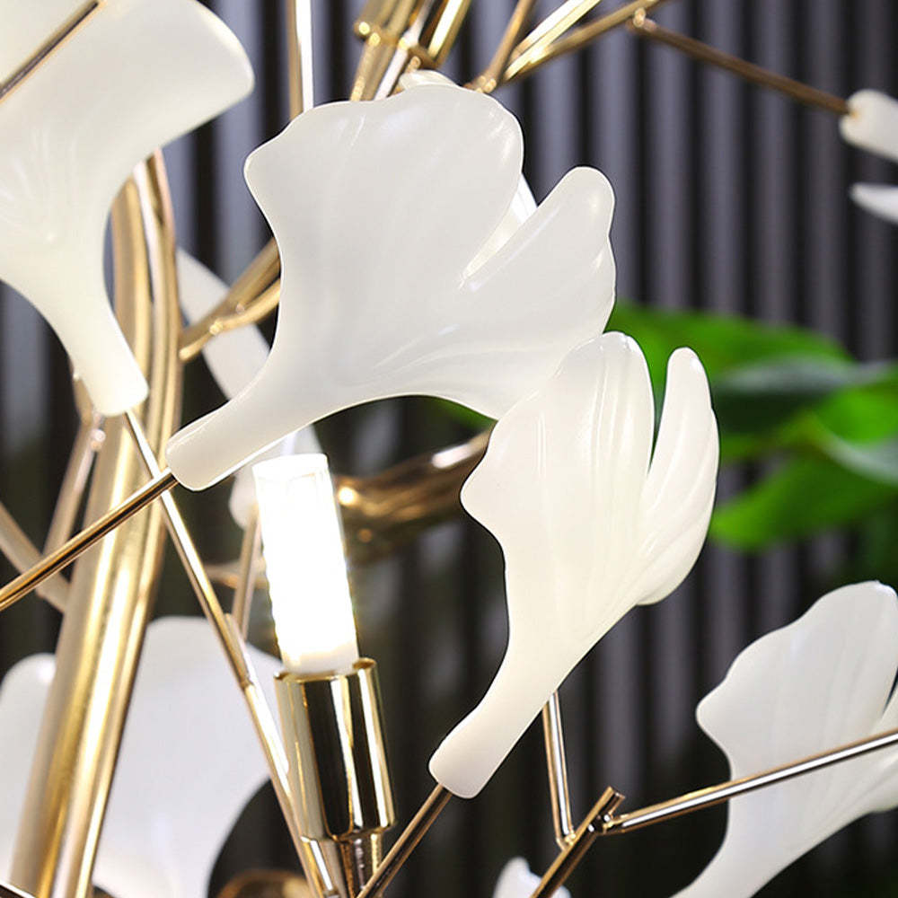 Olivia Floor Lamp Leaf Detail - Ceramic & Metal