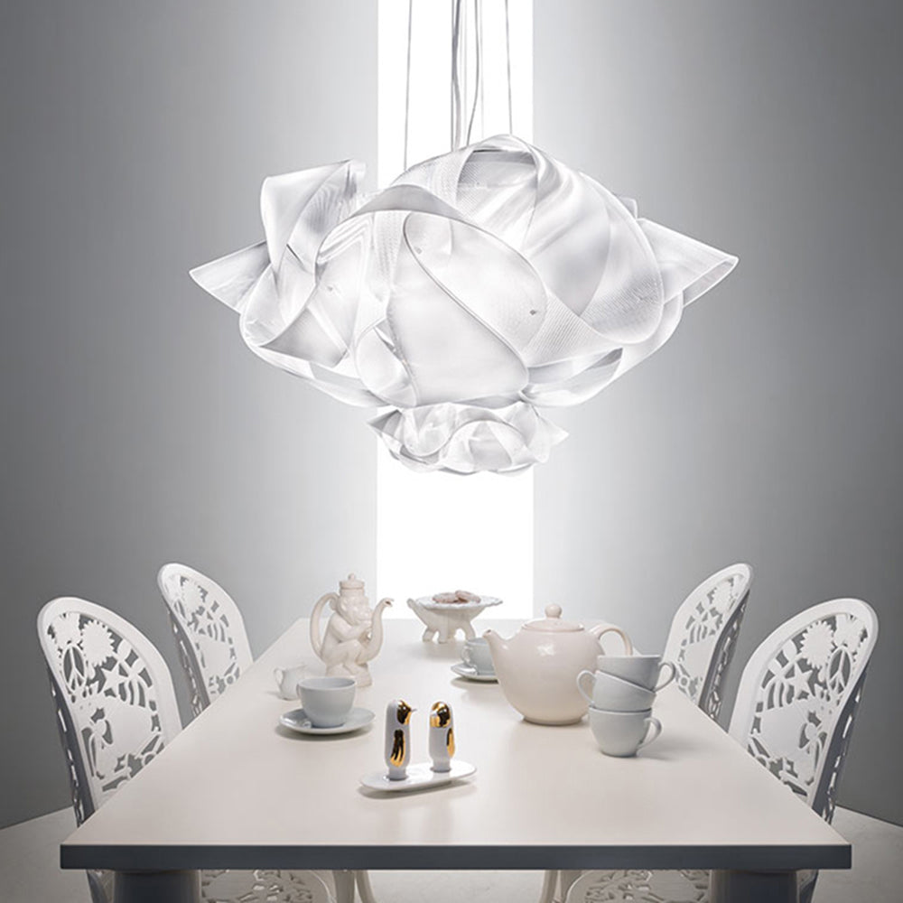 Bella flower pendant light over dining table