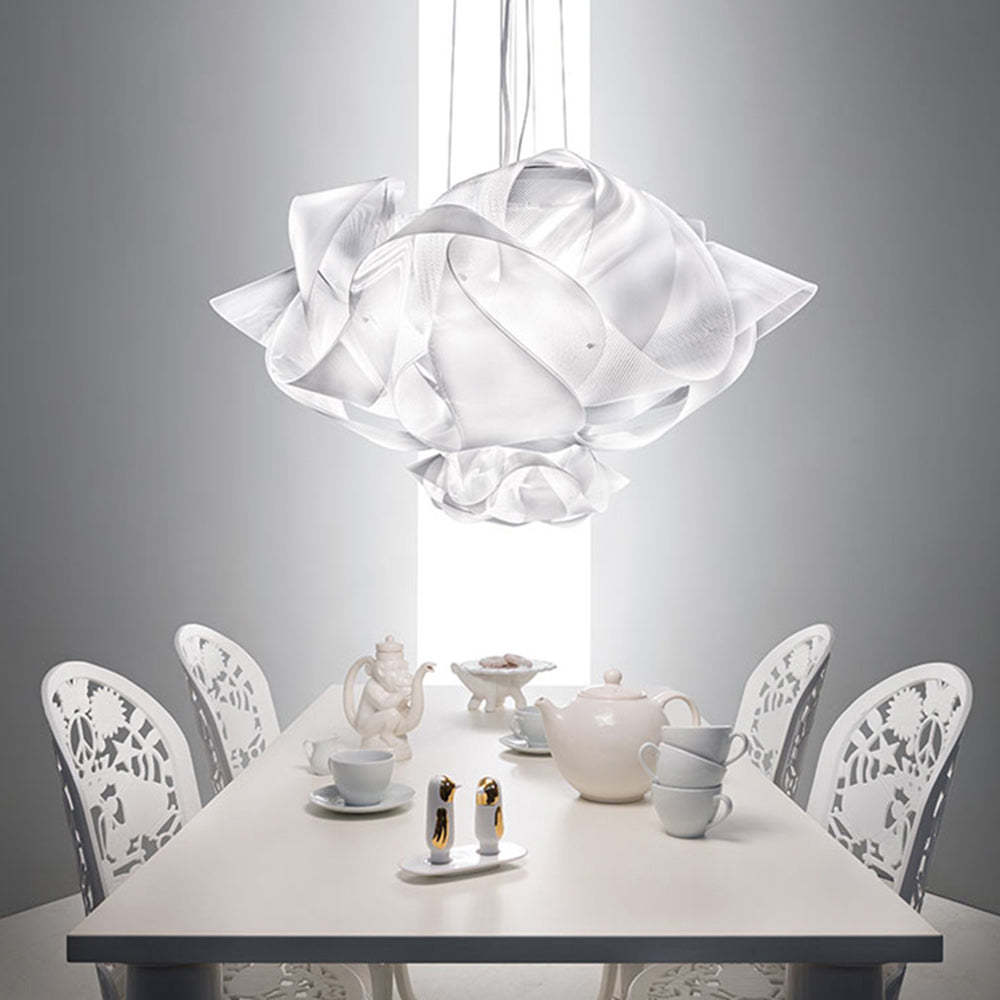 Bella flower pendant light over dining table