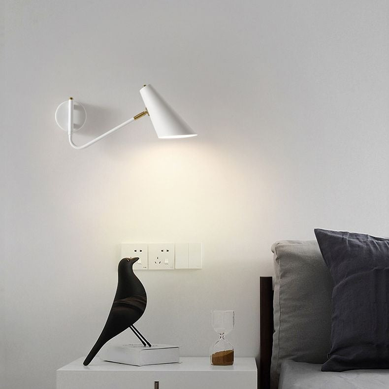 White Brady LED Wall Lamp in Bedroom, modern lighting.