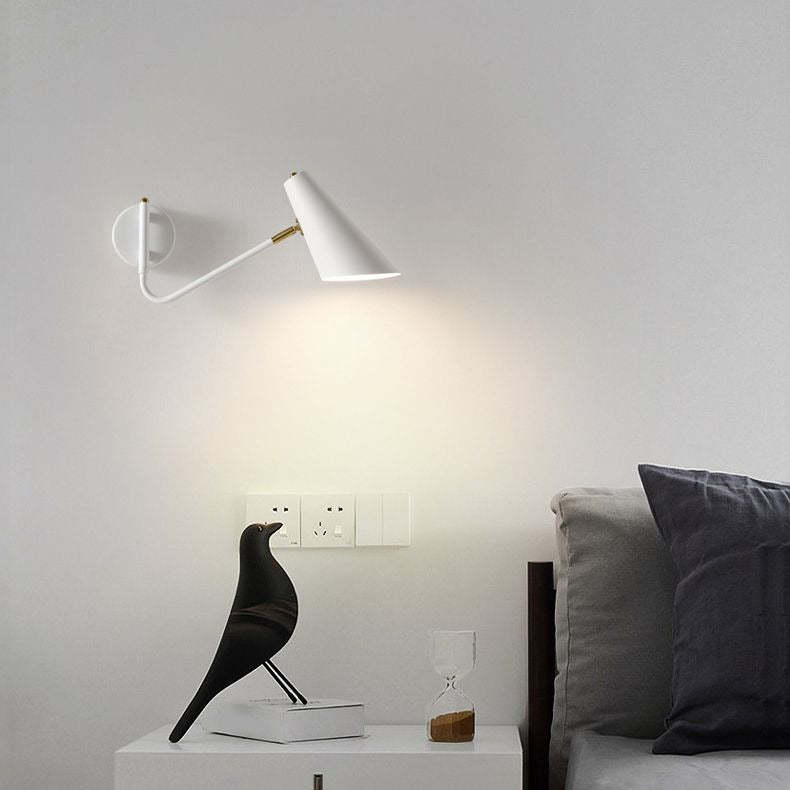 White Brady LED Wall Lamp in Bedroom, modern lighting.