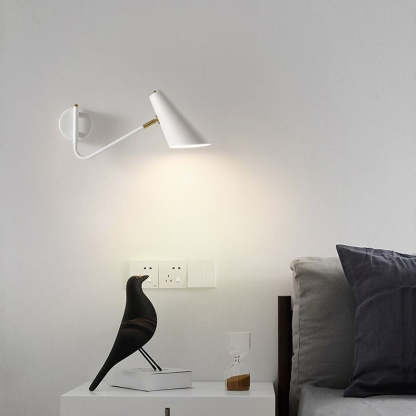 White Brady LED Wall Lamp in Bedroom, modern lighting.
