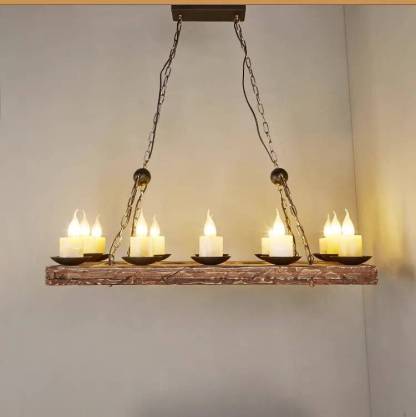 Wood candle chandelier, rustic farmhouse lighting