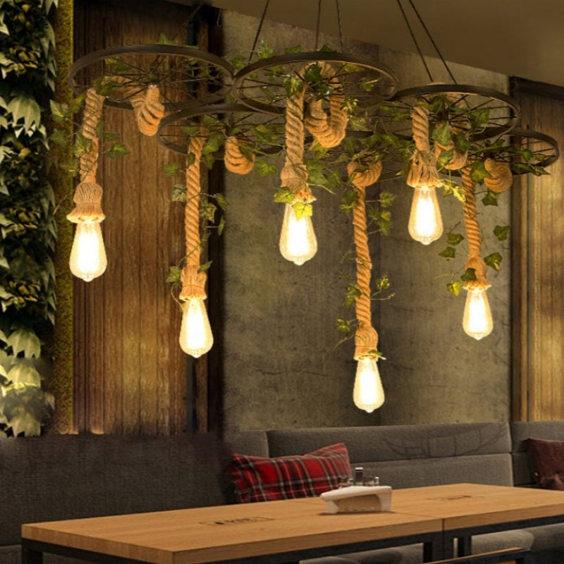 Industrial Vireo Chandelier with Edison Bulbs - Bar/Living Room Lighting