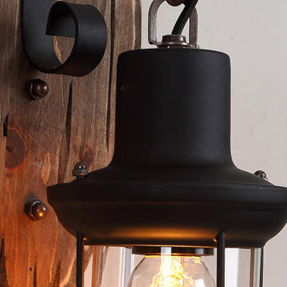 Austin Wall Lamp, Wood and Metal Vintage Sconce