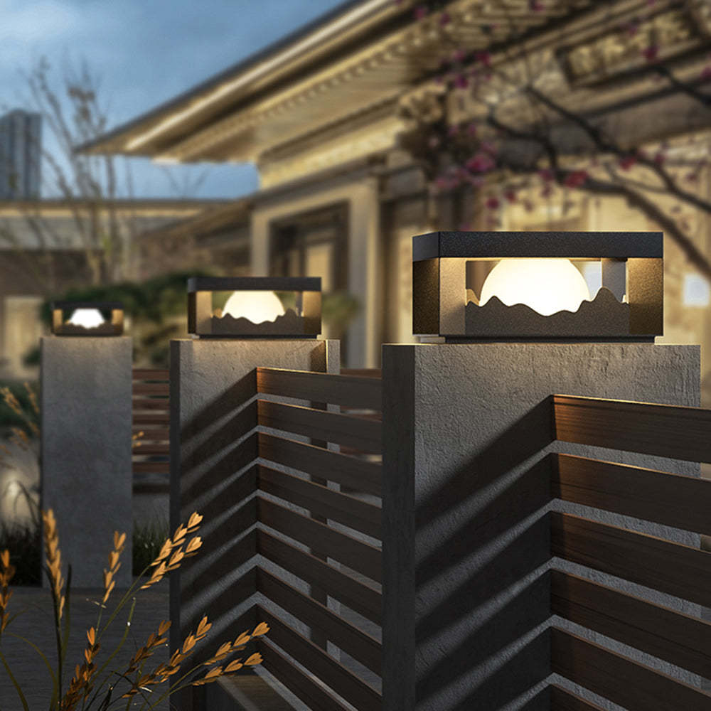Riley Metal Outdoor Pillar Lights with Warm Glow, garden lighting
