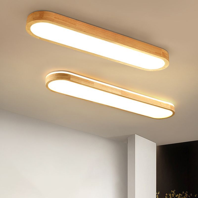 Ozawa Nordic Oval LED Ceiling Lights, Wooden Flush Mount