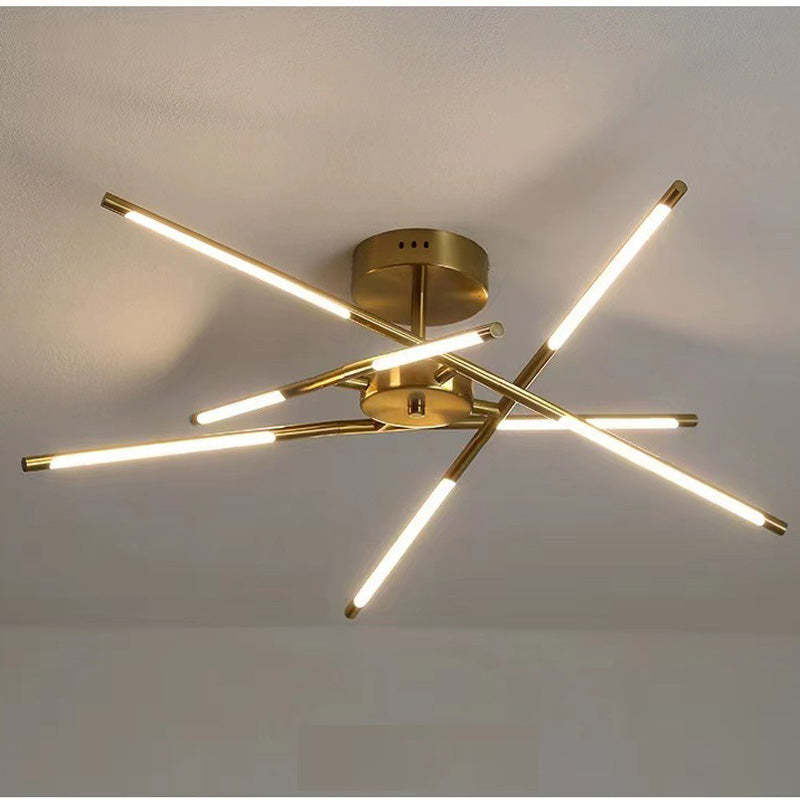 Modern gold starburst ceiling light fixture
