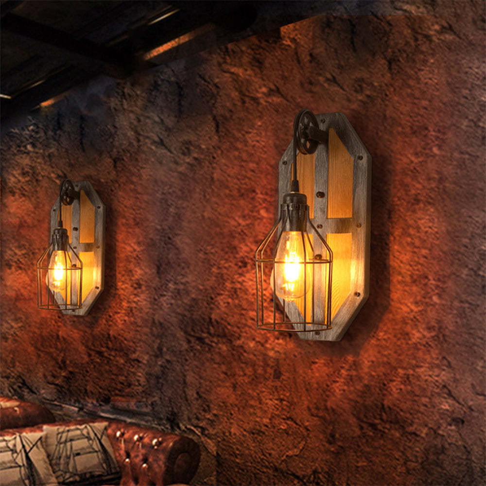 Rustic birdcage style wall sconce lighting