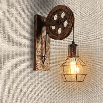 Retro Alessio Bronze Wall Lamp with Pulley