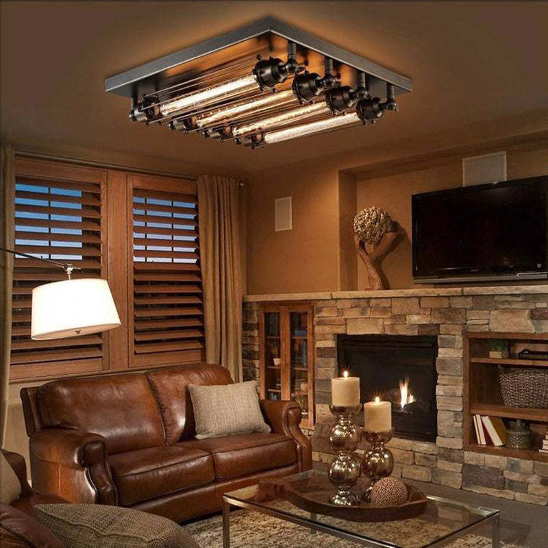 Living room with Alessio flush mount ceiling light