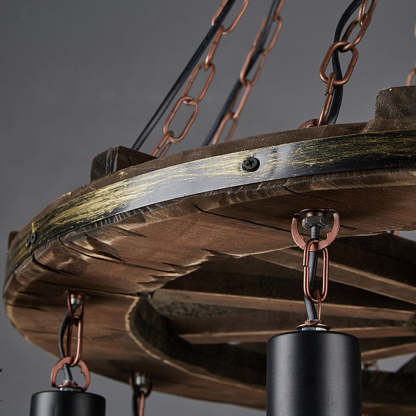 Rudder Pendant Light, Metal and Wood Design