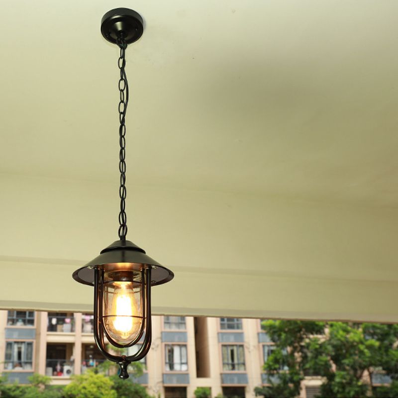Retro bronze pendant light for outdoor spaces