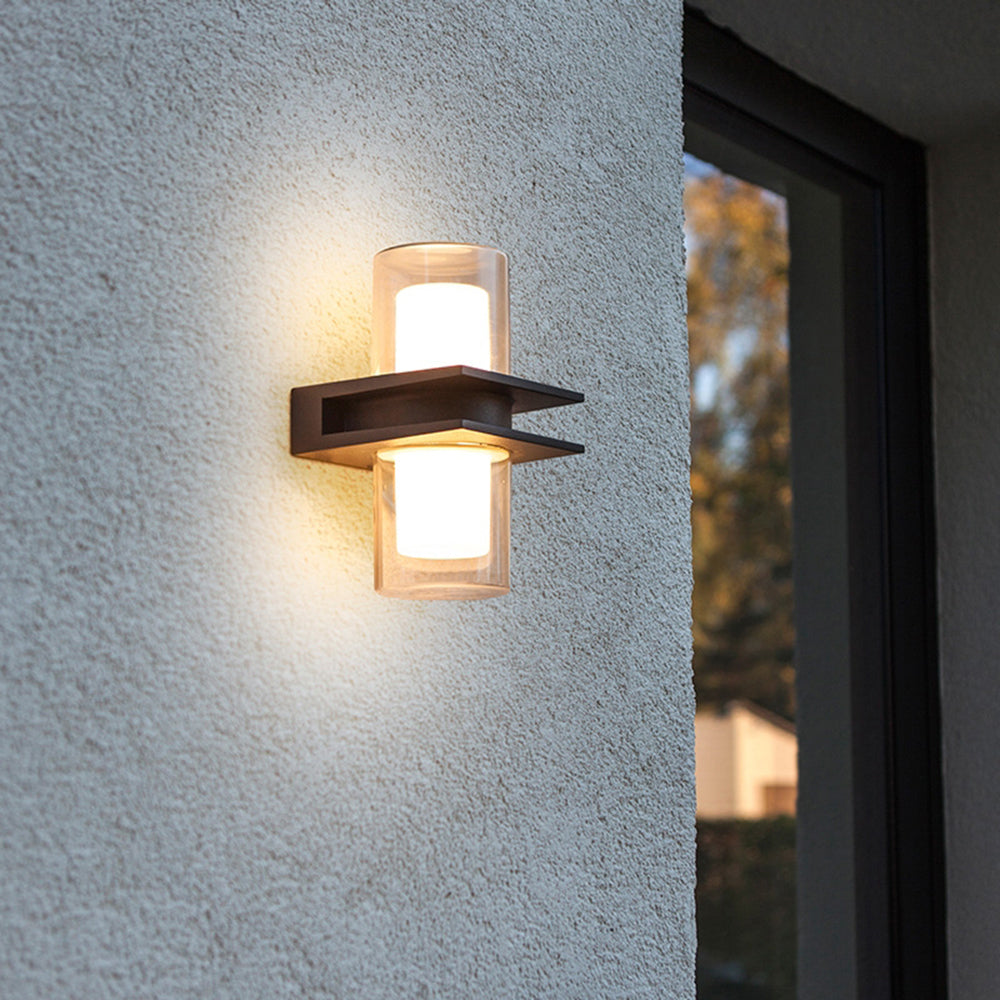 Modern outdoor wall lamp with cylindrical glass shades