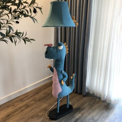 Minori dinosaur floor lamp with bird, kids room lighting.