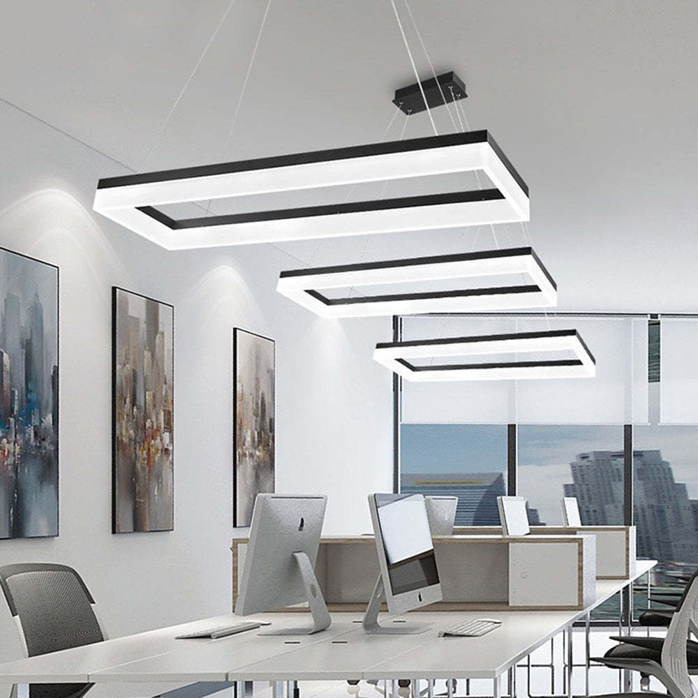 Modern office with Bouvet Rectangular LED pendant lighting
