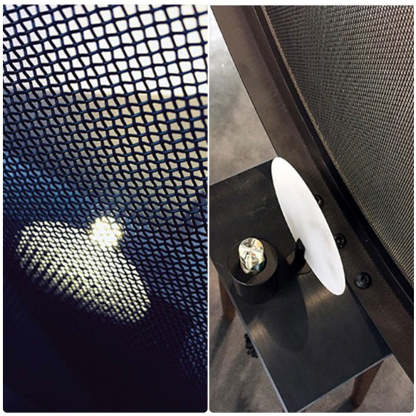 Cooley Floor Lamp: metal mesh shade detail and base.