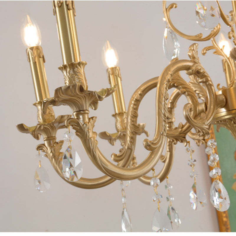 Silva Chandelier detail: Golden metal and crystal chandelier