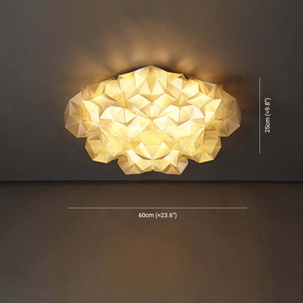 Bella acrylic pendant light, 60x25cm diamond cloud shape.