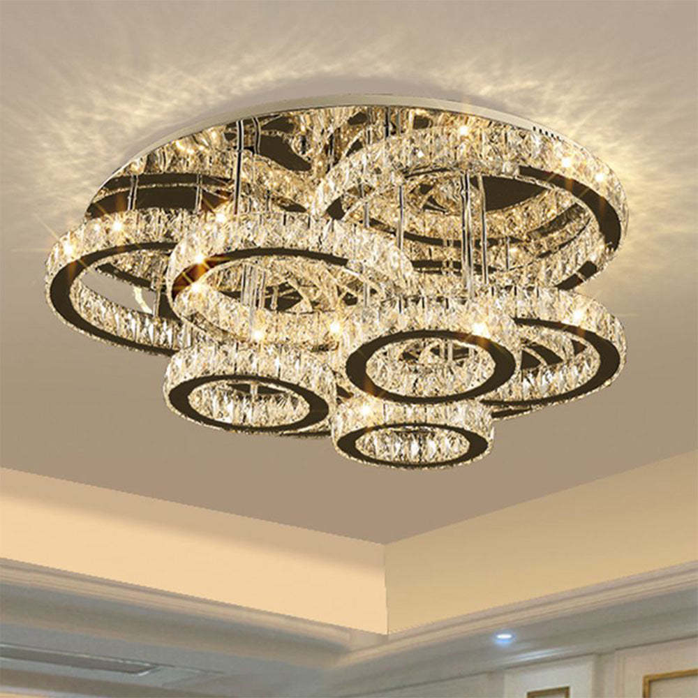 Modern crystal ring pendant light fixture, Kristy design