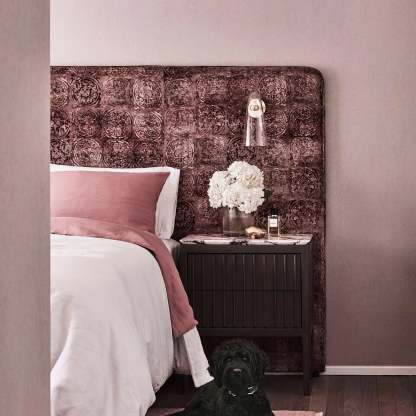 Blair Nordic wall lamp in bedroom with dog.