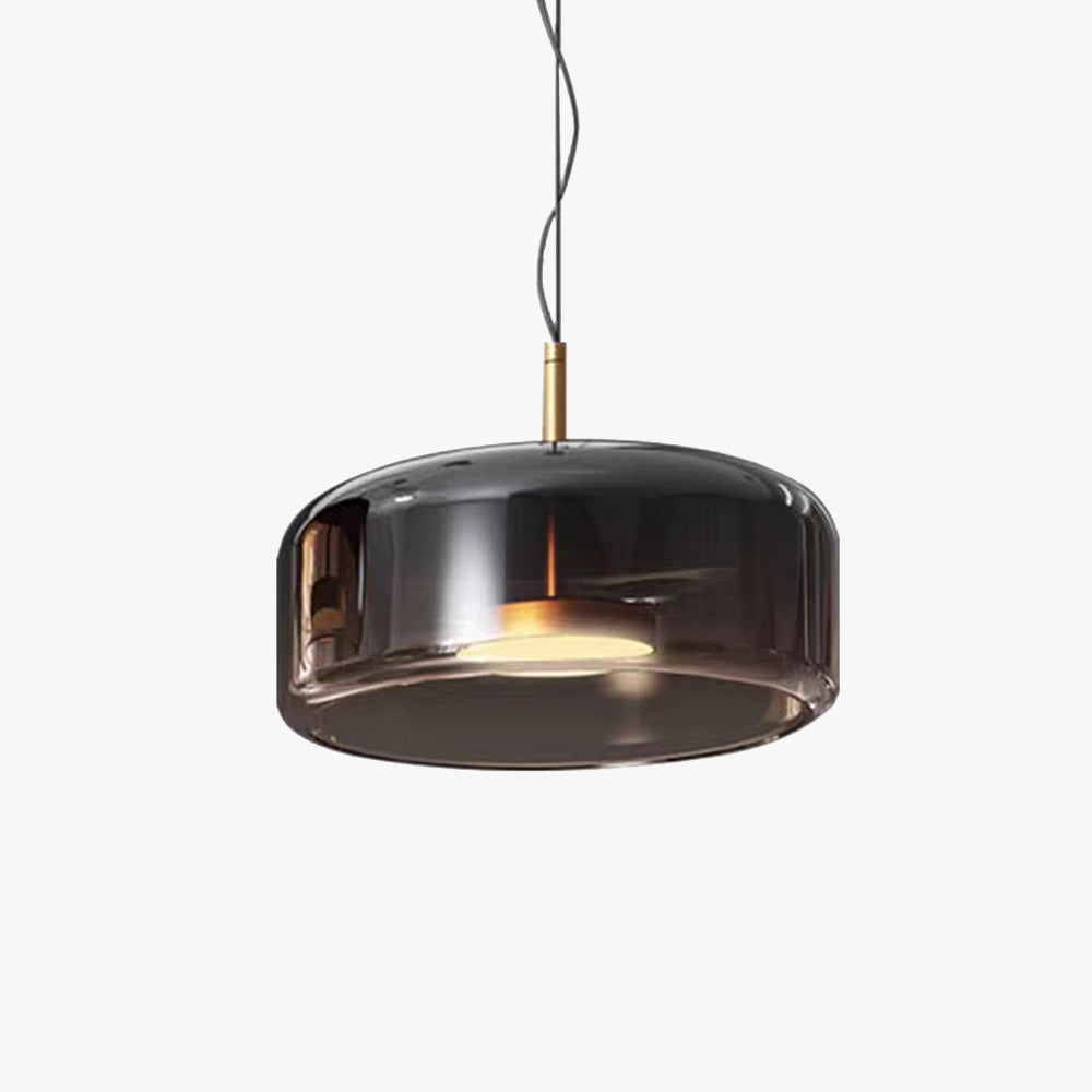 Smoked glass drum pendant light, modern design