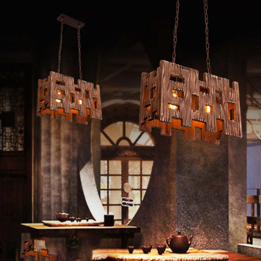 Rustic wood pendant light fixture