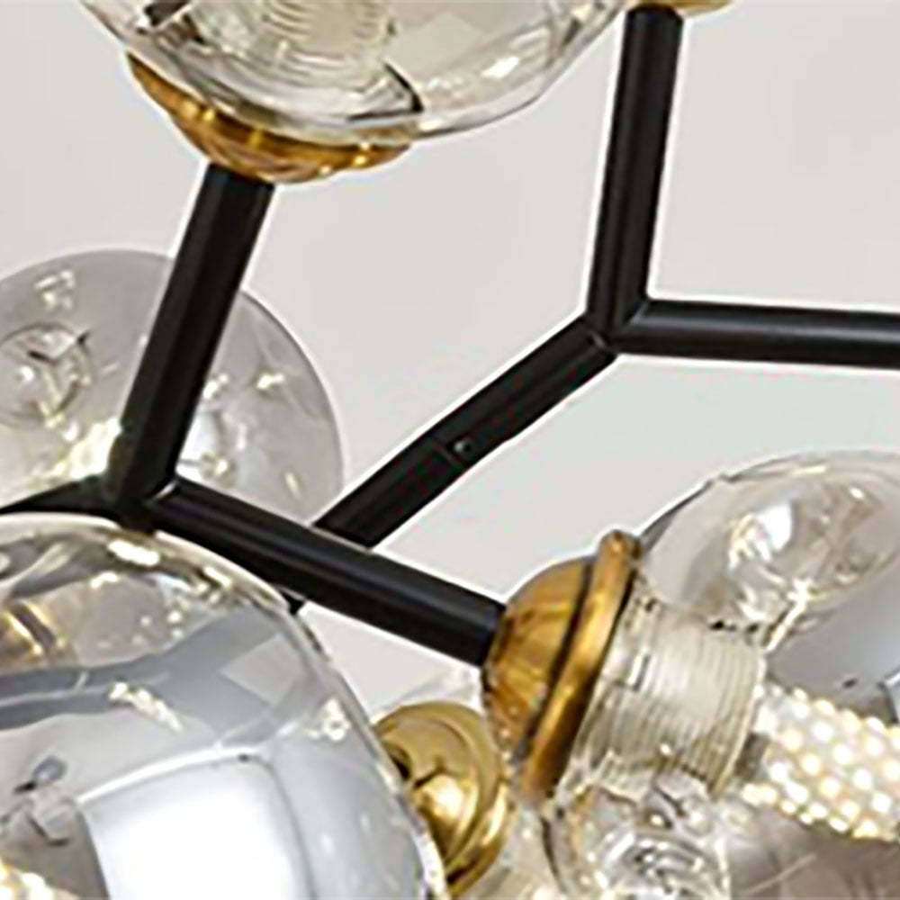 Close-up of Valentina bubble pendant light's glass shades.