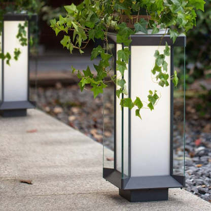 Orr Cuboid Solar Floor Lamp with planter, Las Sola lighting