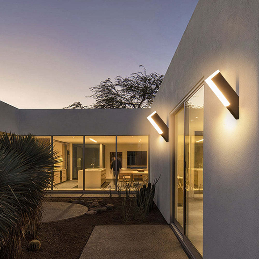 Exterior view of Orr Modern Geometric Outdoor Wall Lamp lighting.