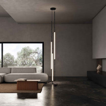 Modern Linear Pendant Light in Minimalist Living Room