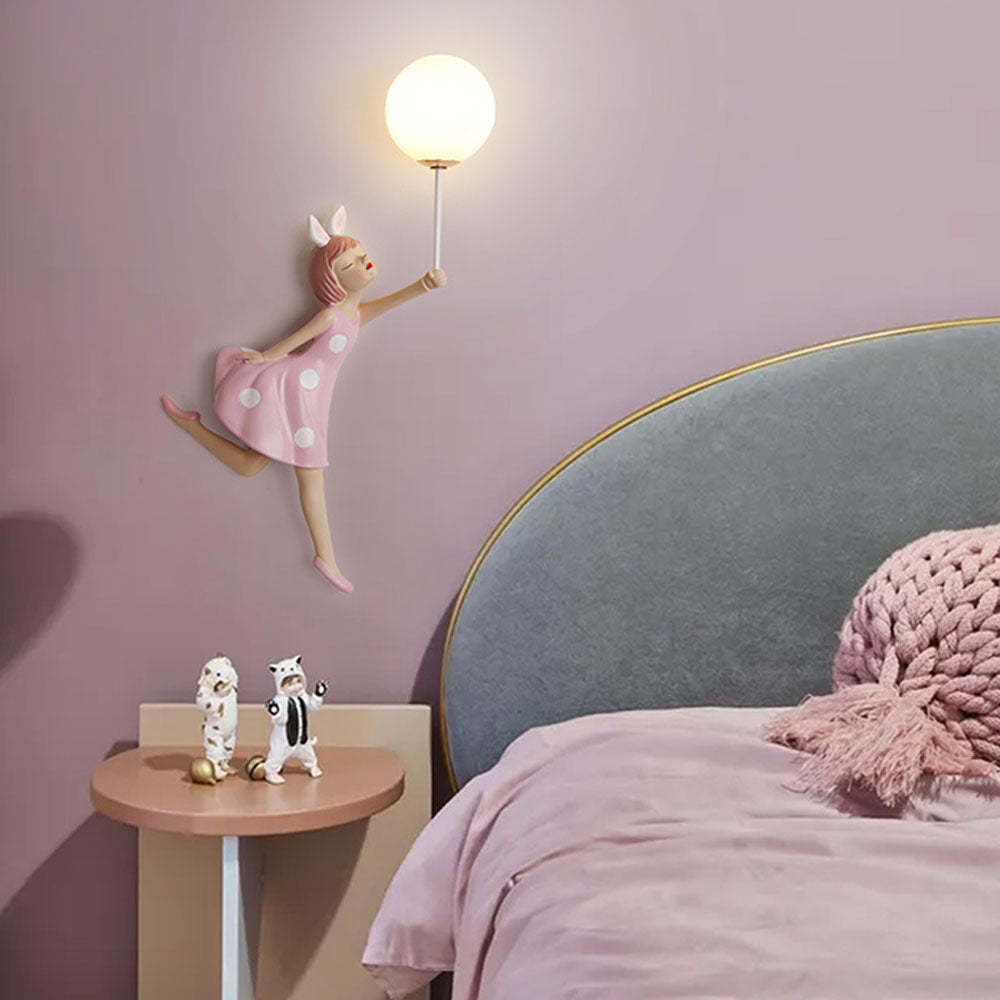 Pink girl wall lamp in bedroom