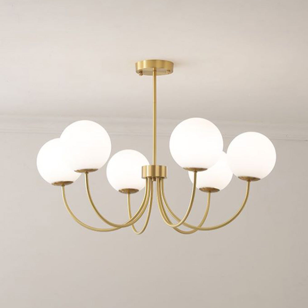 Modern gold chandelier with glass globes - Lassola