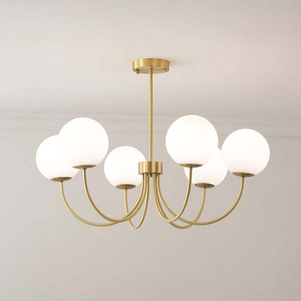 Modern gold chandelier with glass globes - Lassola