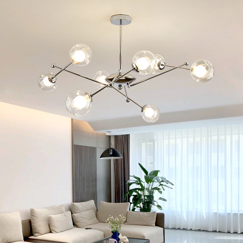 Valentina Chandelier in living room, modern glass lighting fixture