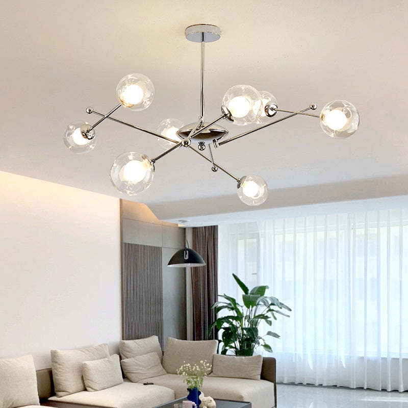 Valentina Chandelier in living room, modern glass lighting fixture