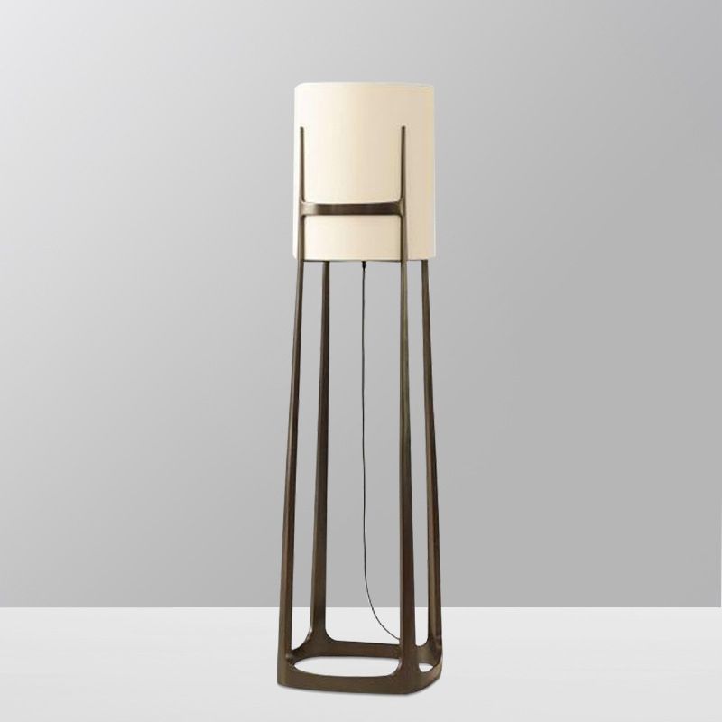 Eryn cylinder floor lamp - fabric shade, metal base