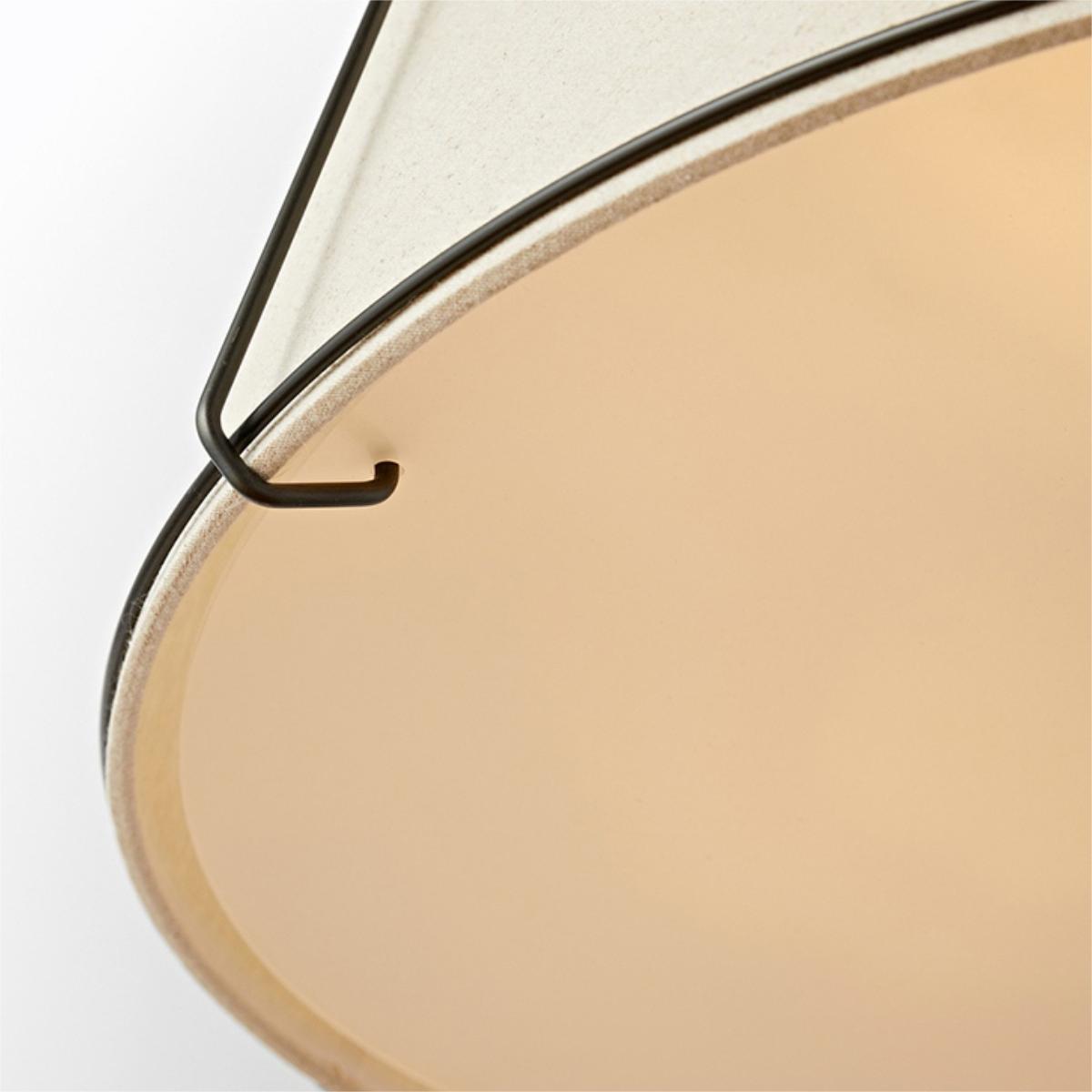 Close-up of Renée pendant light fabric shade and metal frame