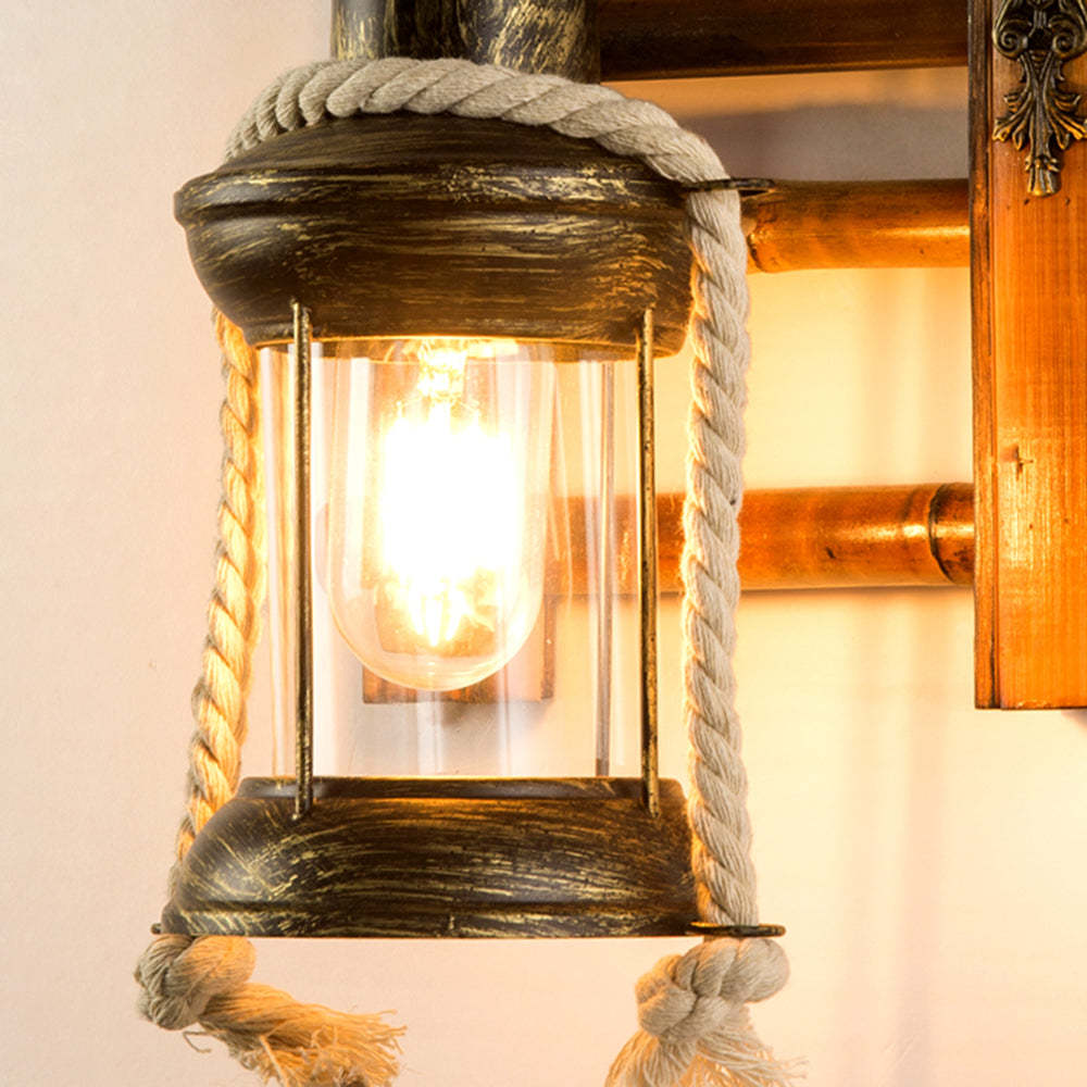 Rustic Austin lantern wall lamp with rope detail