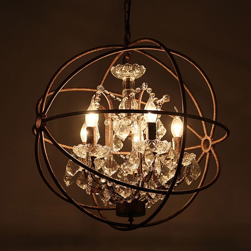 Kristy Rustic Vintage Pendant Light - Candle Design with Crystal