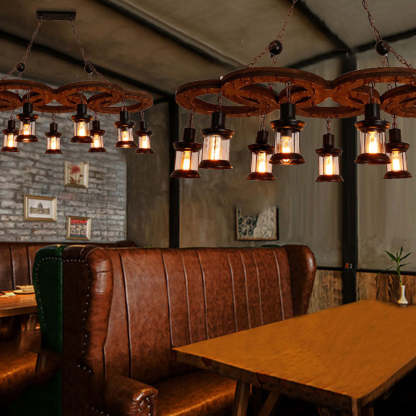 Walnut Austin 5-Ring Pendant Light in Restaurant
