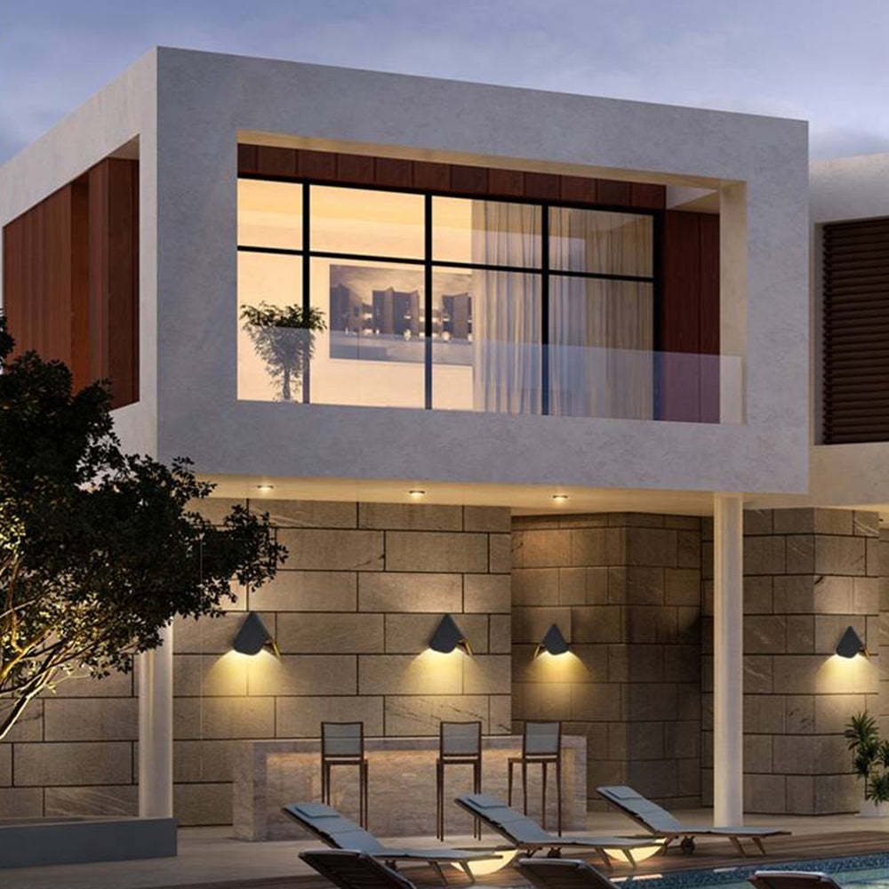 Modern outdoor lighting with Orr Triangle Wall Lamps
