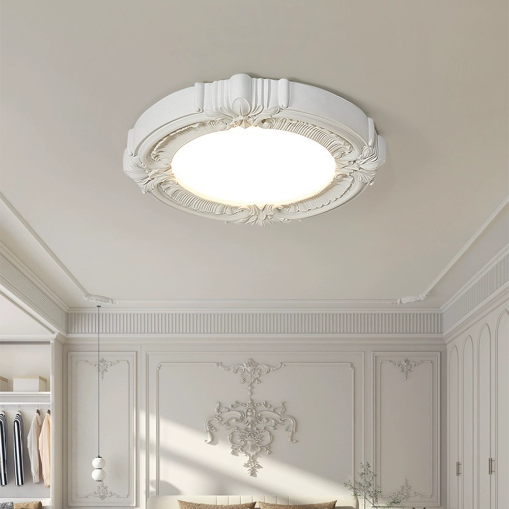 Quinn Retro French Flush Mount Ceiling Light, bedroom interior