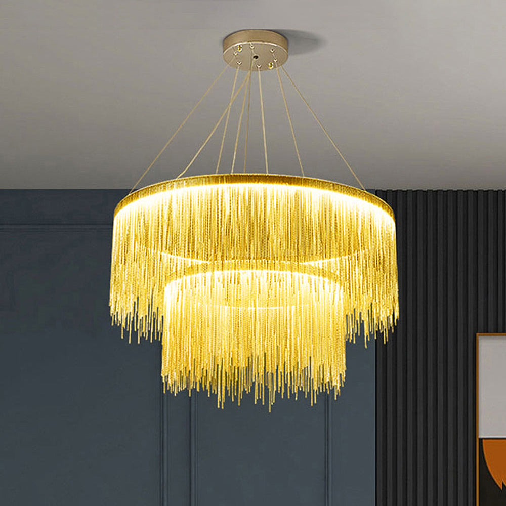 Gold Colon Tassel Chain Art Deco Pendant Light