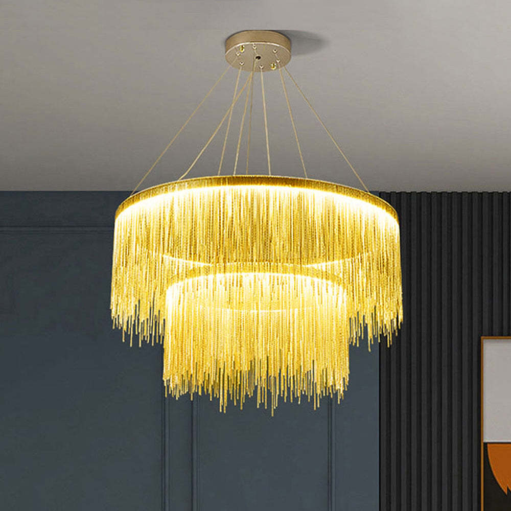 Gold Colon Tassel Chain Art Deco Pendant Light