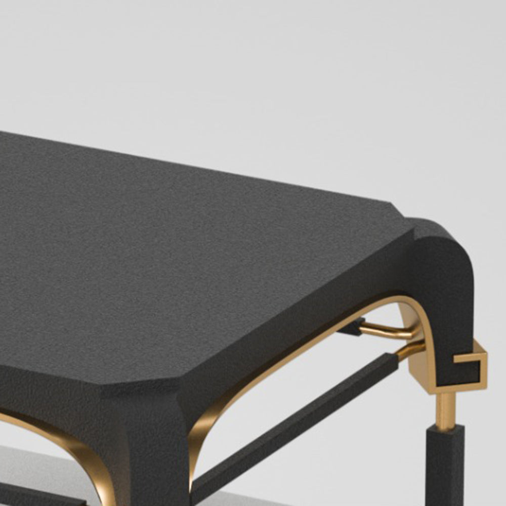 Orr Cuboid Outdoor Floor Lamp - black and gold detail