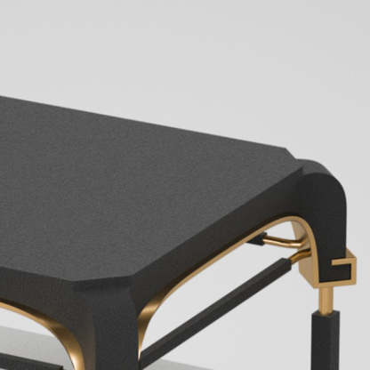 Orr Cuboid Outdoor Floor Lamp - black and gold detail