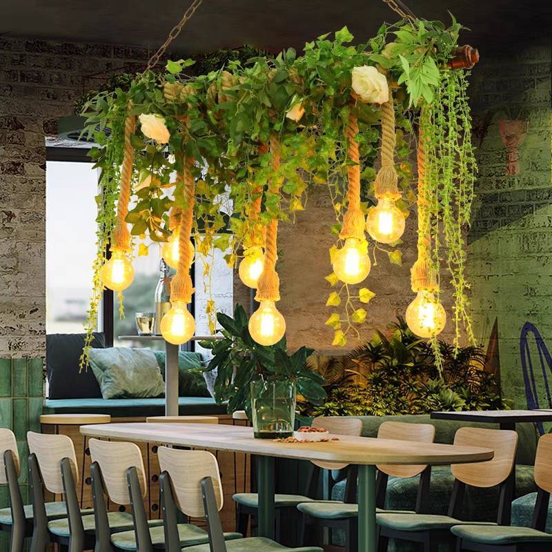 Metal Nest Pendant Light with Floral Decor