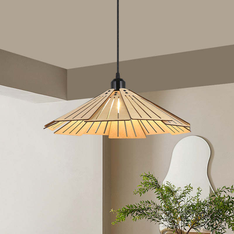 Wood pendant lamp with warm light, suitable for bedroom