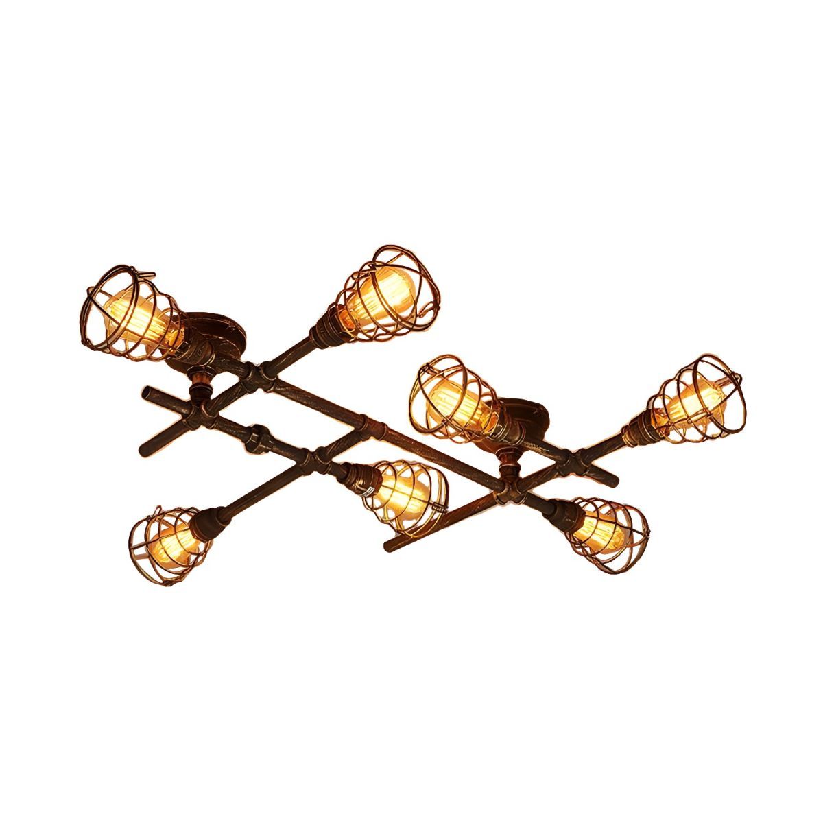 Brass Alessio Industrial Flush Mount Ceiling Light